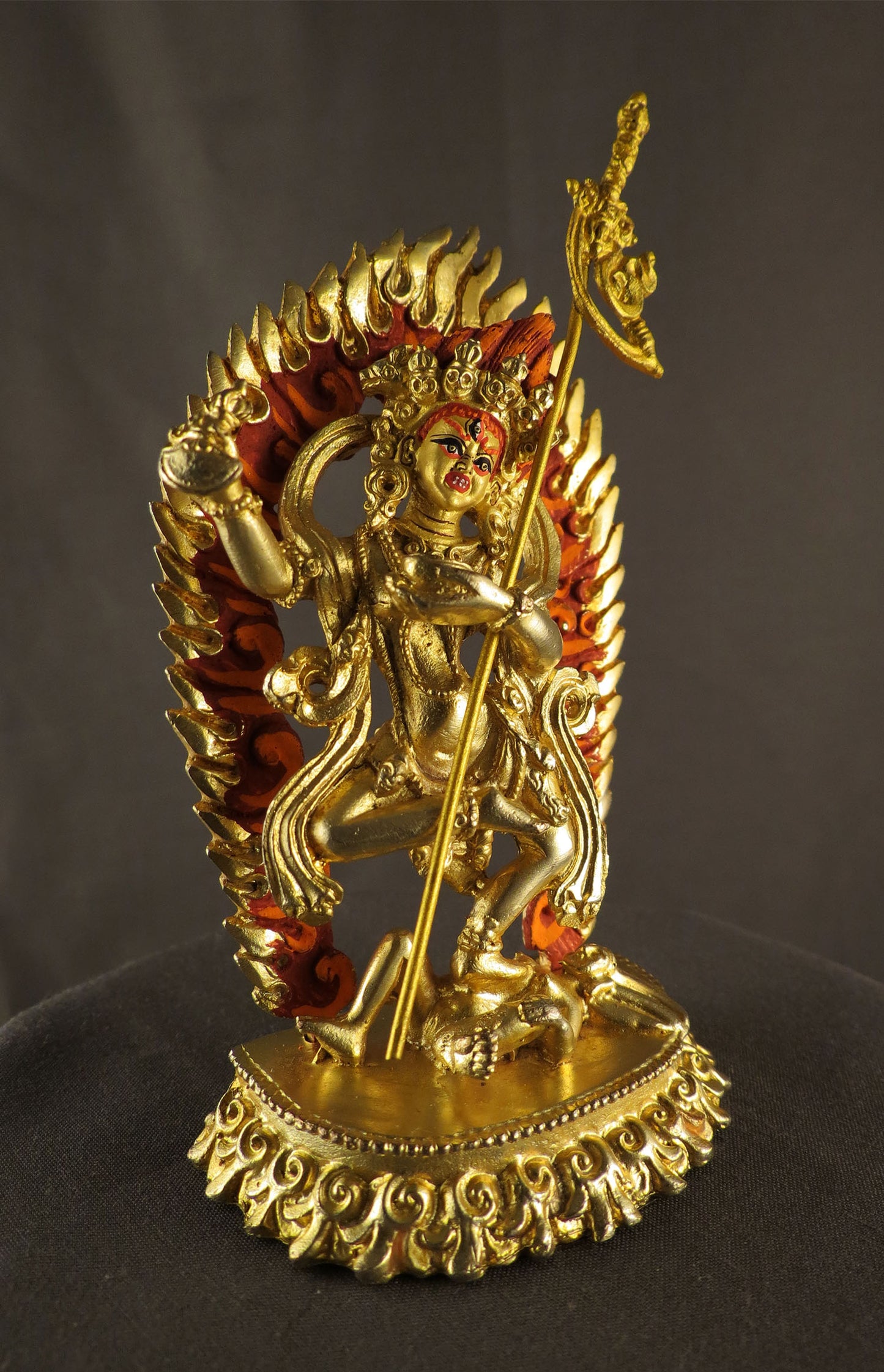 Gold Face Buddhism Vajra Varahi Dakini Statue: Gold Plated Copper Handmade Sculpture Nepal free
