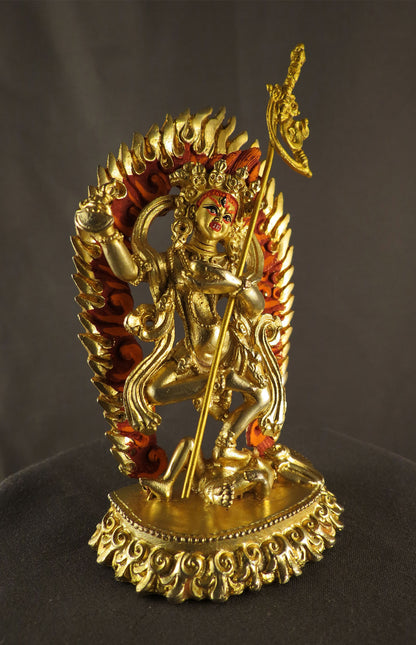 Gold Face Buddhism Vajra Varahi Dakini Statue: Gold Plated Copper Handmade Sculpture Nepal free
