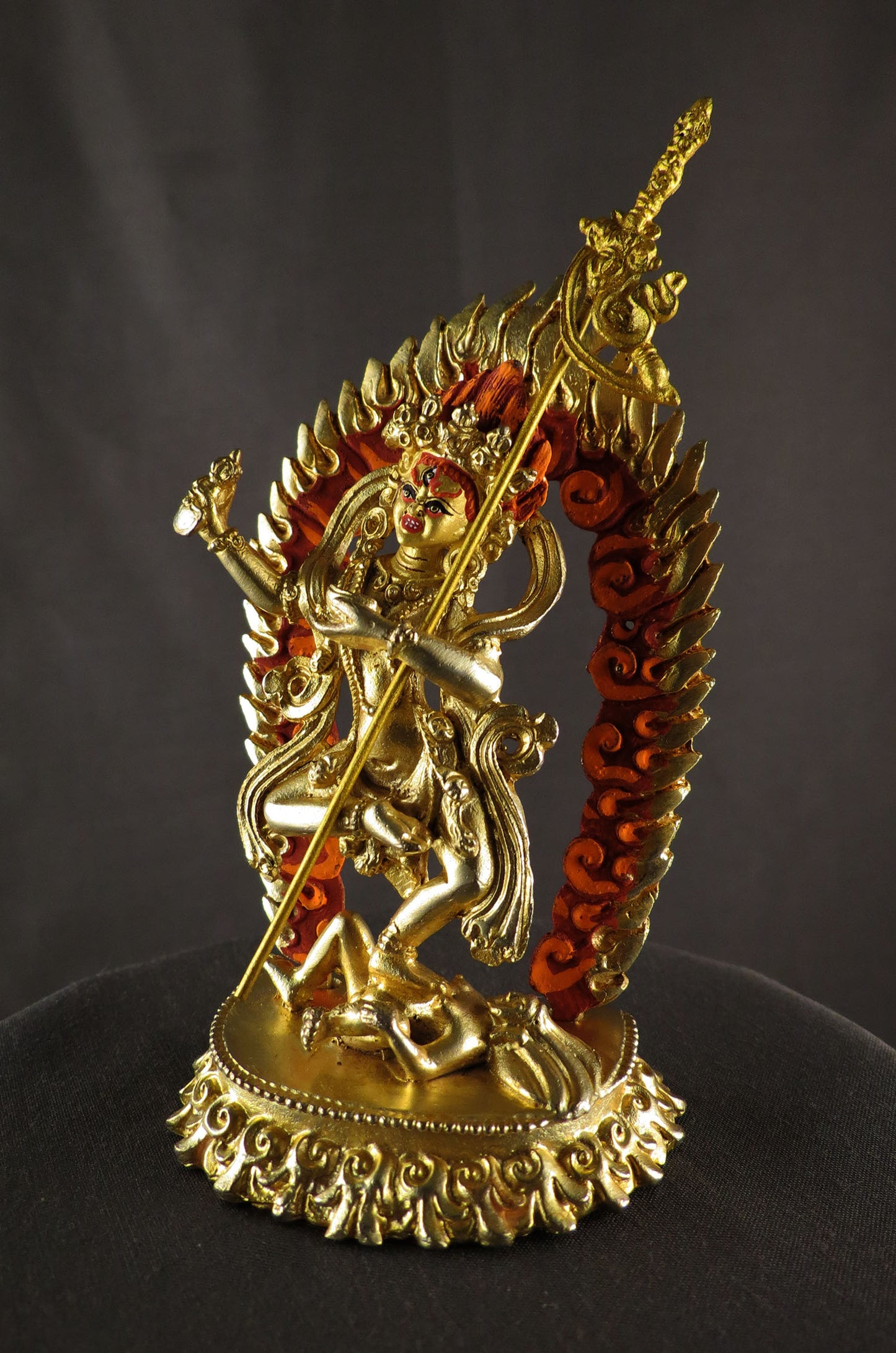 Gold Face Buddhism Vajra Varahi Dakini Statue: Gold Plated Copper Handmade Sculpture Nepal free