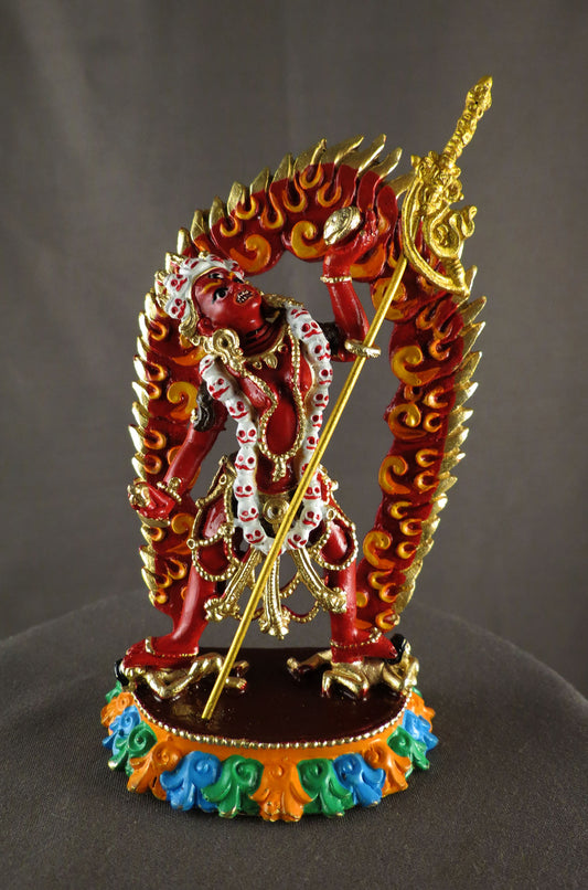 Tibetan Buddhism Vajra Yogini Statue: Whole Body Red Acrylic Color Hand Paint Copper Sculpture free