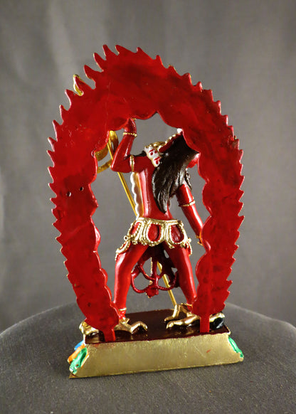 Tibetan Buddhism Vajra Yogini Statue: Whole Body Red Acrylic Color Hand Paint Copper Sculpture free