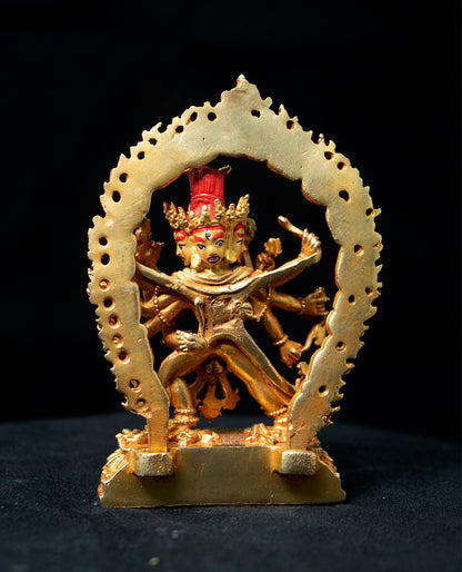 Tibetan Buddhism Gold Face Lord Cakrasamvara with Consort Gold Plated Copper Statue Sculpture Nepal free