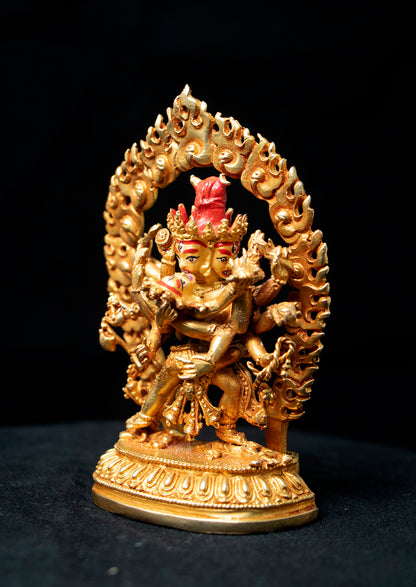 Tibetan Buddhism Gold Face Lord Cakrasamvara with Consort Gold Plated Copper Statue Sculpture Nepal free