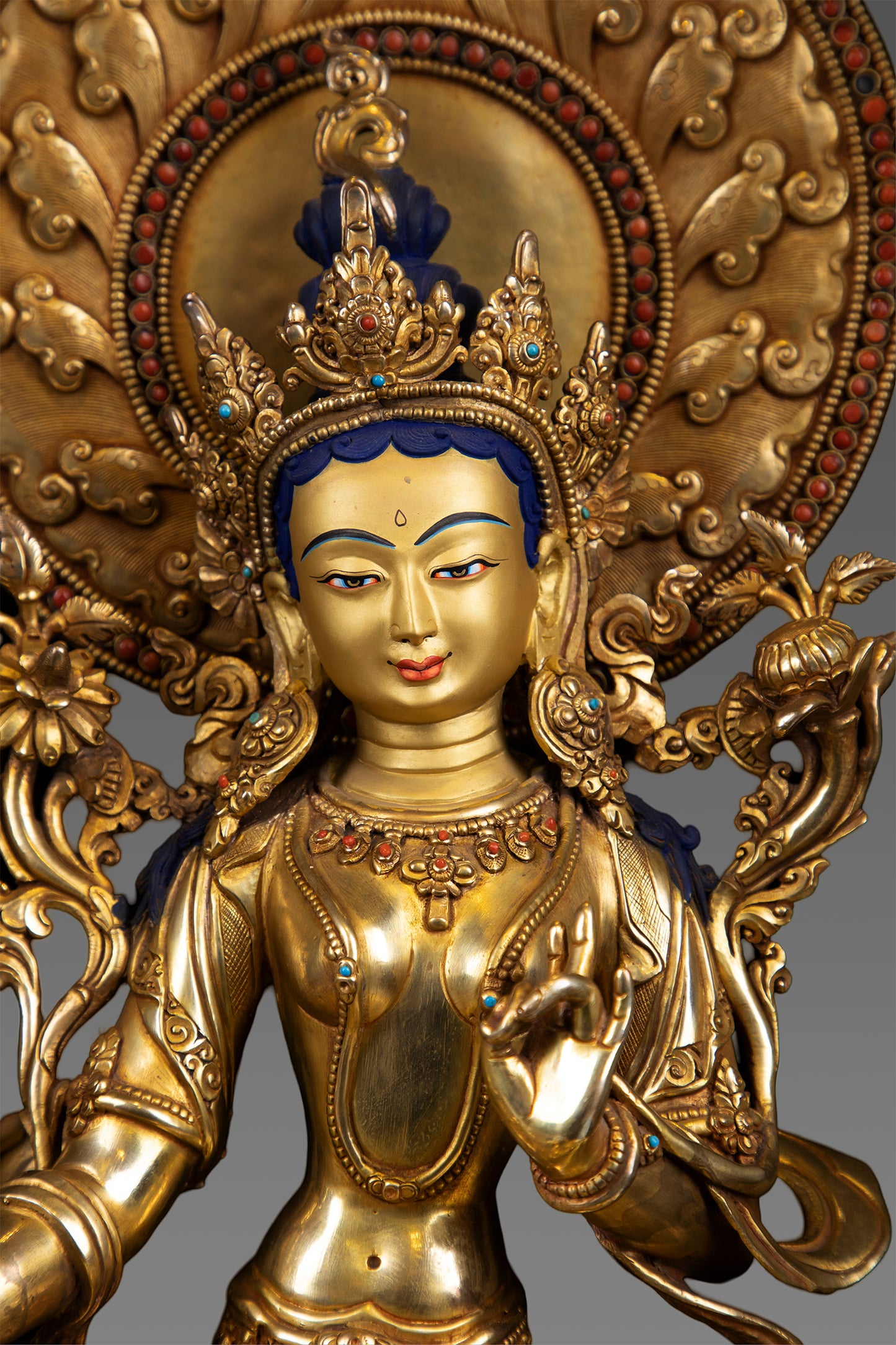 Buddhism Tibetan Goddess Green Tara Rupa 24K Gold Plated Bronze Statue Sculpture Nepal free