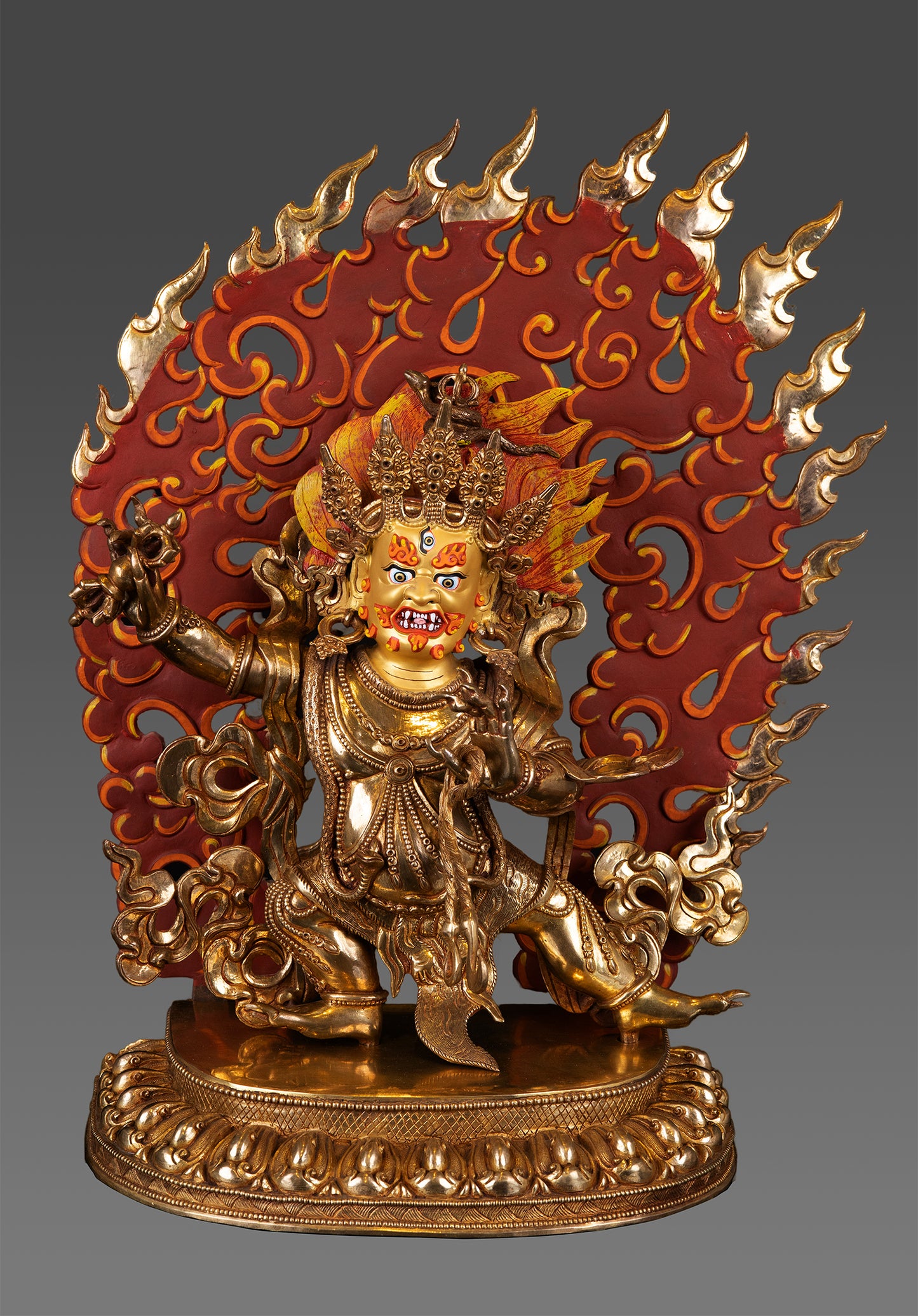 Tibetan Buddhism Protector 24K Gold Face Lord Vajra Pani Pure Bronze Statue Sculpture Nepalfree