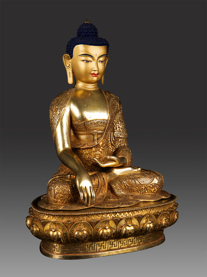 24K Gold Face Lord Shakyamuni Buddha Life Circle Story Hand Craved Rare Copper Statue Sculpture Figure Nepal free