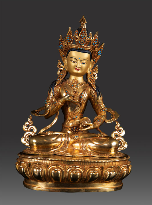 24K Gold Paint Face Lord Vajrasattva Gold Plated Pure Copper Rare Statue Sculpture Figure Nepal free 23