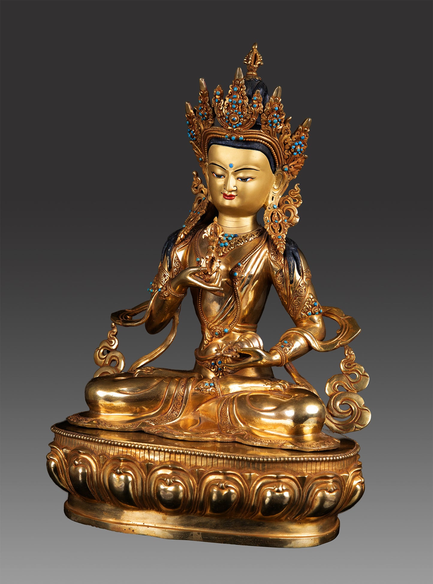 24K Gold Paint Face Lord Vajrasattva Gold Plated Pure Copper Rare Statue Sculpture Figure Nepal free 23