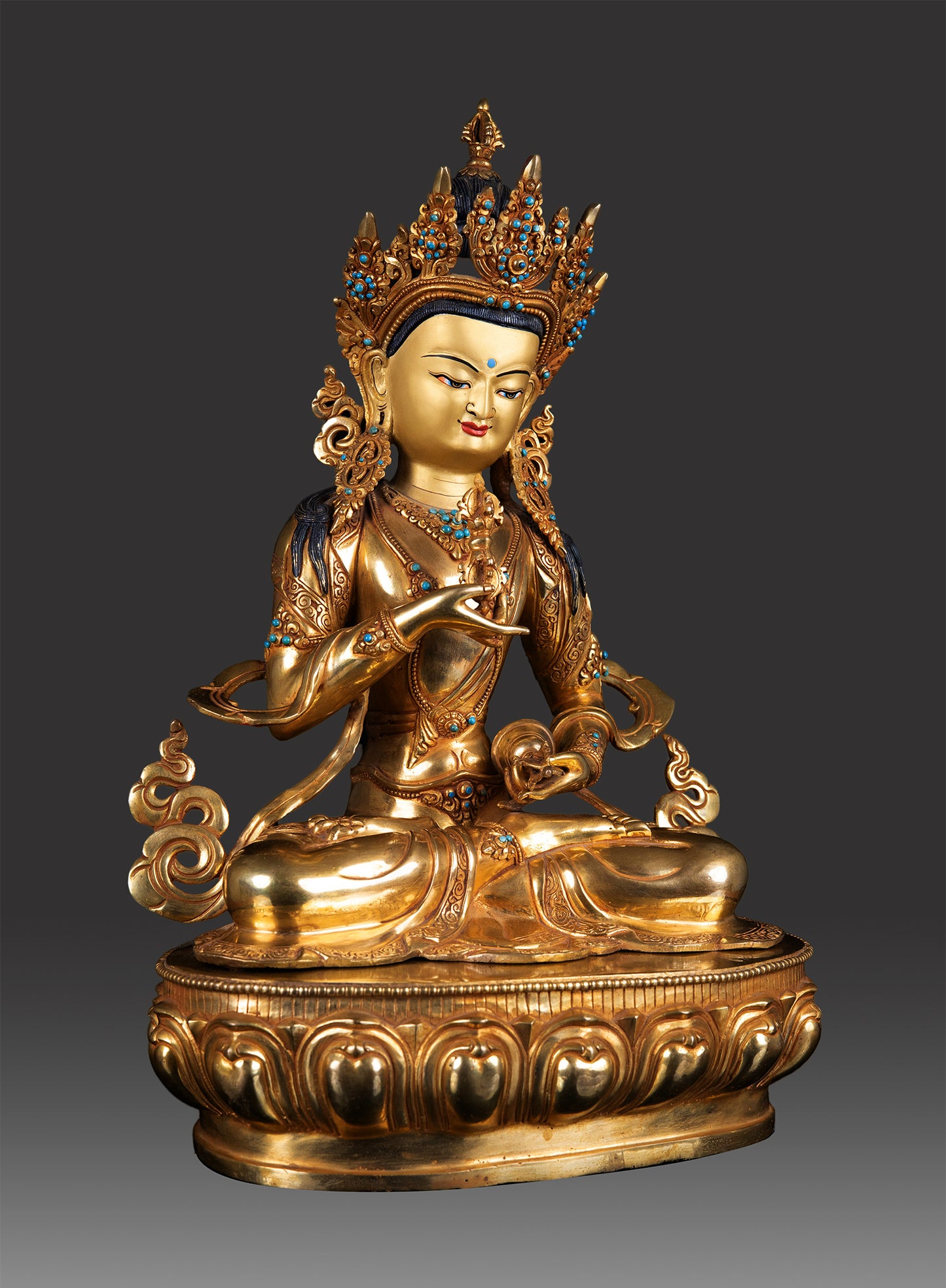 24K Gold Paint Face Lord Vajrasattva Gold Plated Pure Copper Rare Statue Sculpture Figure Nepal free 23