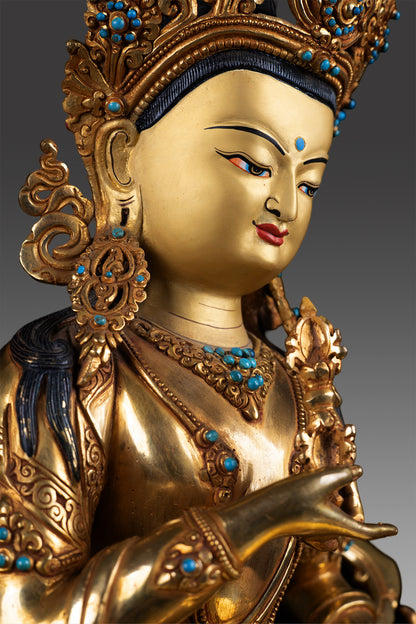 24K Gold Paint Face Lord Vajrasattva Gold Plated Pure Copper Rare Statue Sculpture Figure Nepal free 23