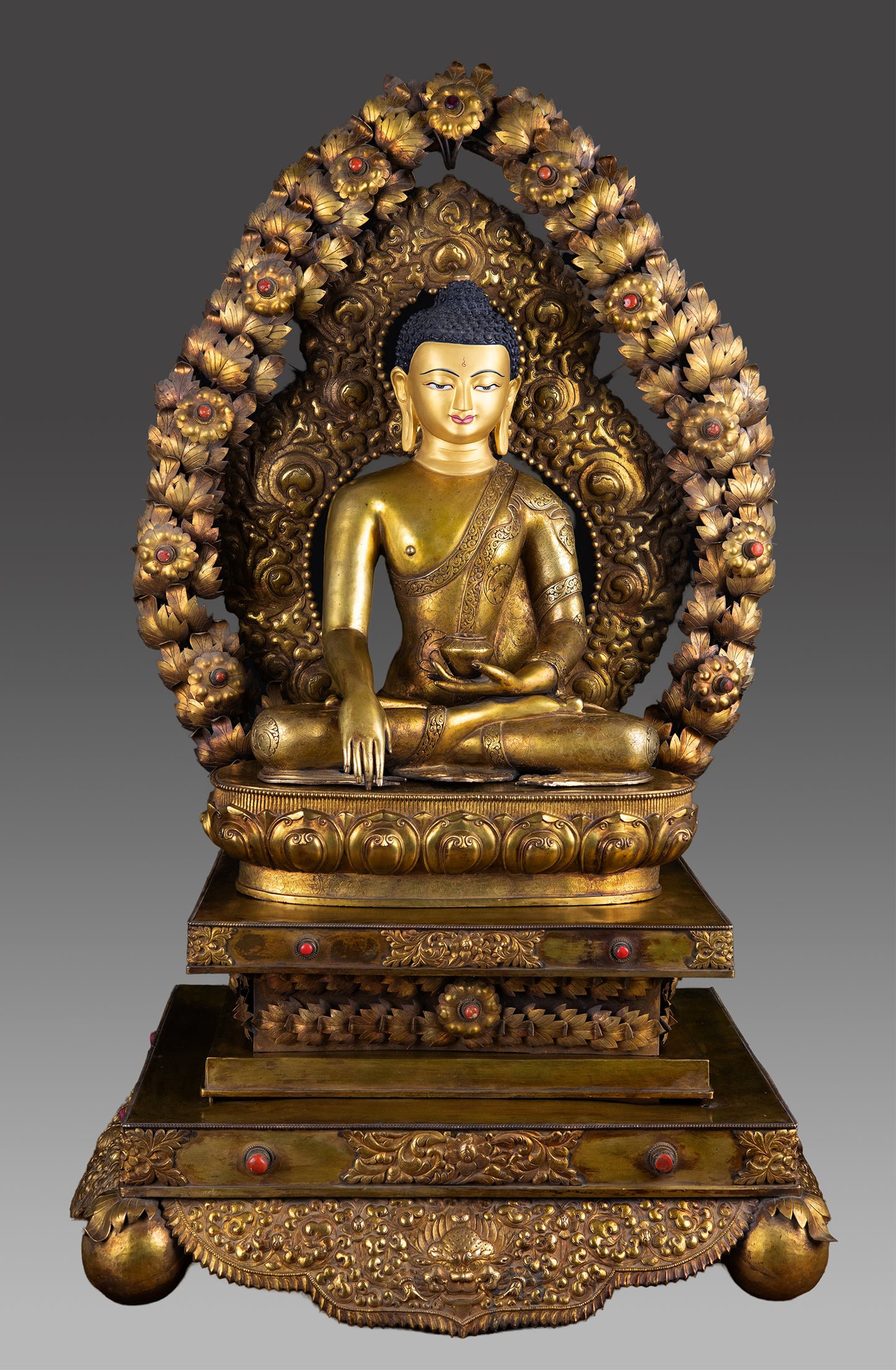 Unique Masterpiece Lord Shakyamuni Buddha Rare Copper Gold Plated Statue Sculpture Figure Nepal free 25