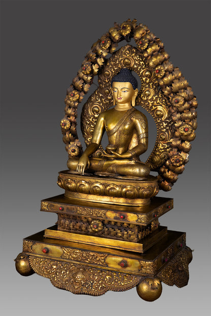 Unique Masterpiece Lord Shakyamuni Buddha Rare Copper Gold Plated Statue Sculpture Figure Nepal free 25