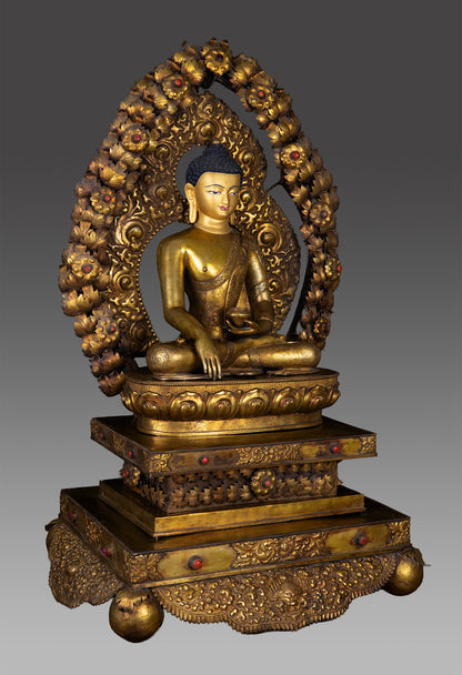 Unique Masterpiece Lord Shakyamuni Buddha Rare Copper Gold Plated Statue Sculpture Figure Nepal free 25