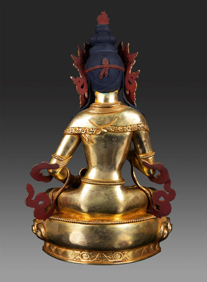 24K Gold Paint Face Tibetan Buddhism Lord Vajrasattva Gold Plated Fine Copper Statue Sculpture Nepal free 27