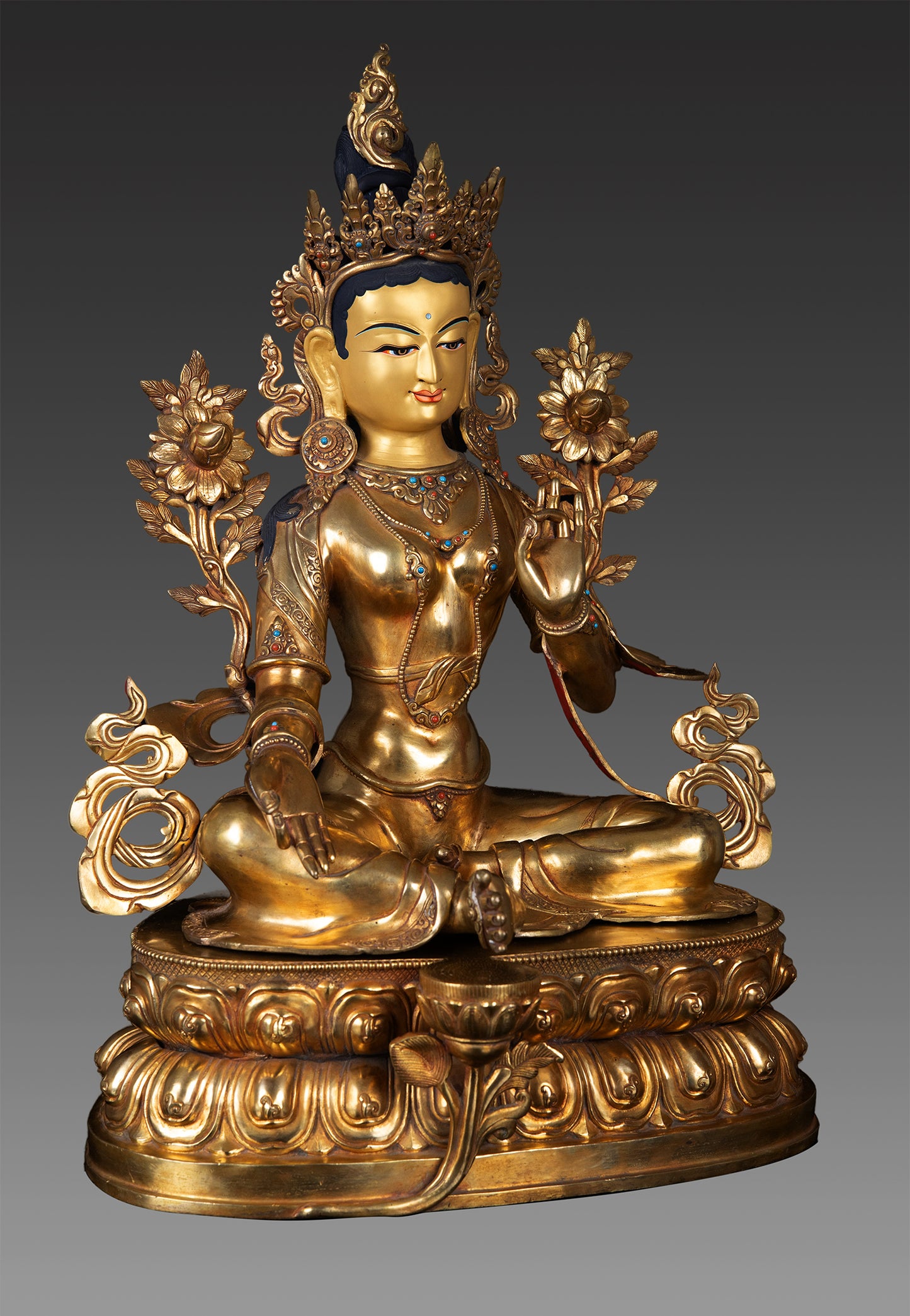 Unique Masterpiece Tibetan Buddhism Goddess Green Tara Rupa Pure Copper Fine Statue Sculpture Nepal free 29