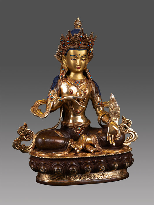 Tibetan Buddhism Lord Ksitigarbha 24K Gold Face Copper Oxide Statue Sculpture Figure Nepal free