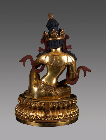 Tibetan Buddhism Lord Bodhisattva 24K Gold Face Copper Gold Plated Statue Sculpture Figure Nepal free