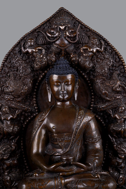 Tibetan Buddhism Lord Amitabha Buddha Pure Bronze Oxide Handmade Statue Sculpture Figure Nepal free