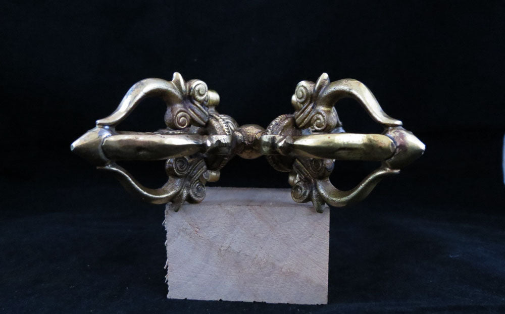 Tibetan Buddhism Ritual Brass Double Dorje/Vajra Vishwa Vajra Thunderbolt Handmade Nepal free