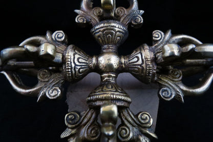 Tibetan Buddhism Ritual Brass Double Dorje/Vajra Vishwa Vajra Thunderbolt Handmade Nepal free