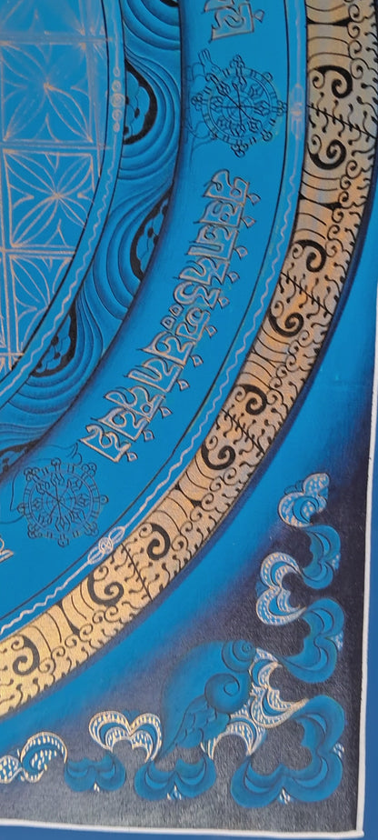 Tibetan Buddhism Ritual Kalachakra Mantra Tantra Thangka Hand Painting Art Blue free