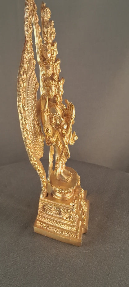 Buddhism Thousand Arms Lord Avalokitesvara Sahasrabhuja Lokeshwar Gold Plated Copper Statue Nepal