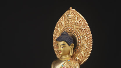 Buddhism Lord Akshobya Shakyamuni Buddha Gold Plated Copper Statue Figure Nepal free16