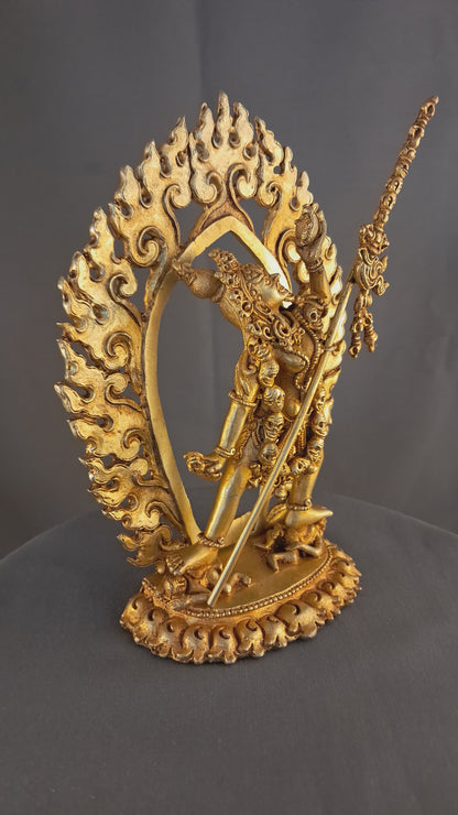 Tibetan Buddhism Goddess Vajra Yogini Dakini Dorjé Neljorma Gold Plated 6" Copper Statue Sculpture Nepal free