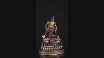 Tibetan Buddhism Gold Face Hand Paint Lord Vajra Sattva Boddhisattva Dorje Sempa Gold Plated Copper Fine Oxide Statue Sculpture Figure Nepal free