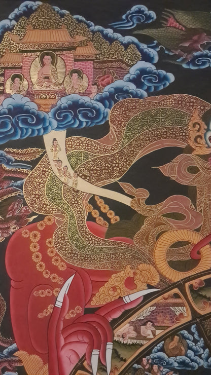 Tibetan Buddhism Ritual Wheels of Life Samsara Bhava Chakra Mandala Huge 150 cm Thangka Hand Painting Art Nepal free