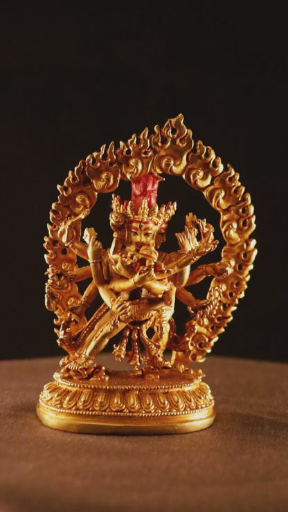 Tibetan Buddhism Gold Face Lord Cakrasamvara with Consort Gold Plated Copper Statue Sculpture Nepal free
