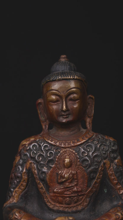 Antique looks Tibetan Buddhism Lord Amitabha Buddha Copper Oxide Statue Sculpture Figure Nepal free