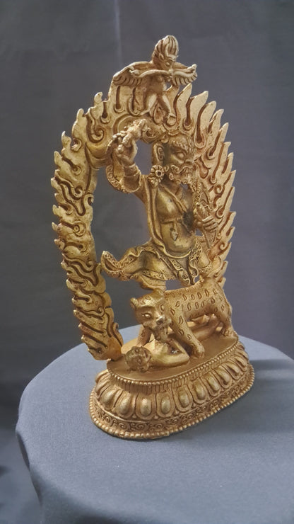 Tibetan Emanation of Rinpoche Dorje Drolo Copper Gold Plated Statue Sculpture FigureNepal  free