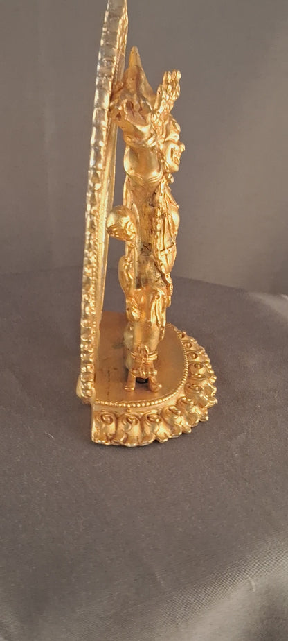 Tibetan Buddhism Wrathful Deity Ekajati Ekajata Samantabhadri Gold Plated Copper Statue Sculpture Figure Nepal free