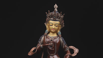 Tibetan Buddhism 24K Gold Paint Face Lord Vajra sattva Oxide Pure Copper Statue Sculpture Figure Nepal free