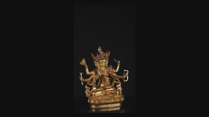 Tibetan Buddhism 24K Gold Face Hand Painting Namgyal Namgyalma Ushnishavijaya Gold Plated Pure Copper Statue Sculpture Nepal free