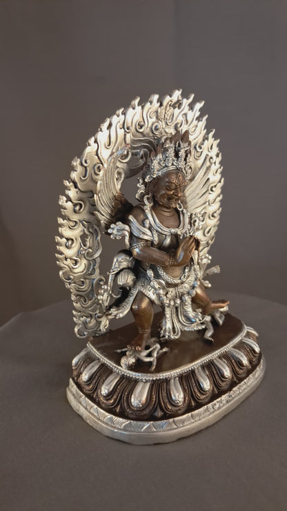 Tibetan Buddhism Lord Vajrakilaya Dorje Phurba Heruka Copper Oxide Silver Statue Sculpture Nepal