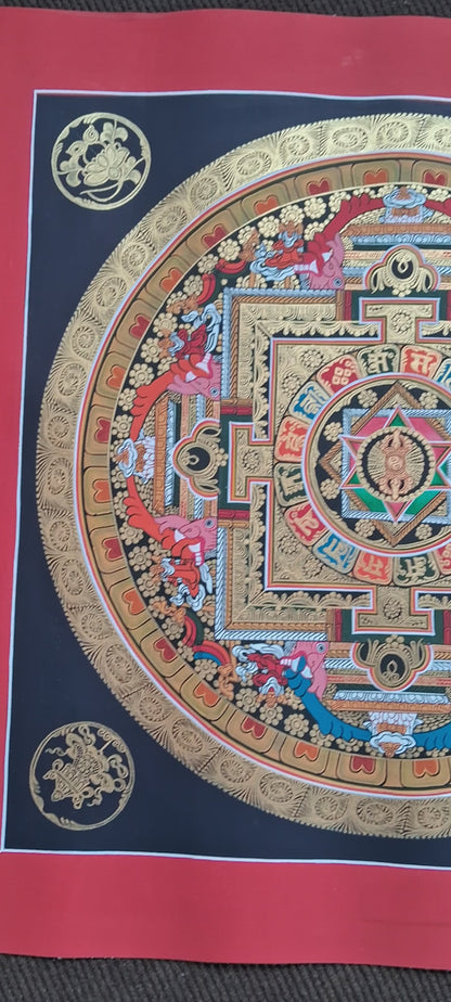 Tibetan Buddhism 8 Auspicious Lucky Sign Om Mantra Ritual Mandala Hand Painting Thangka