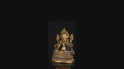 Tibetan Buddhism Gold Face Goddess White Tara Rupa Dolma Gold Plated Copper Statue Sculpture Figure Nepal free