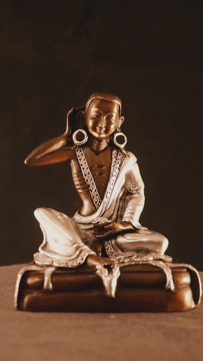 Buddhism Tibetan Guru Milarepa Silver Oxide Copper Statue Sculpture Figure Nepal free