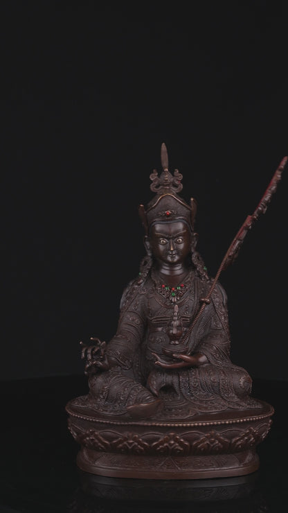 Tibetan Buddhism Guru Rinpoche(Padmasambhava) Copper Oxide Statue Figure Sculpture Nepal free