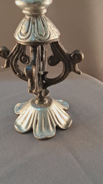 Tibetan Ritual Table Stand Silver Oxide Brass Dorje/Vajra Thunderbolt Nepal free