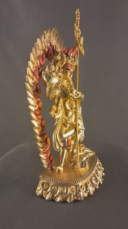 Gold Face Buddhism Vajra Varahi Dakini Statue: Gold Plated Copper Handmade Sculpture Nepal free