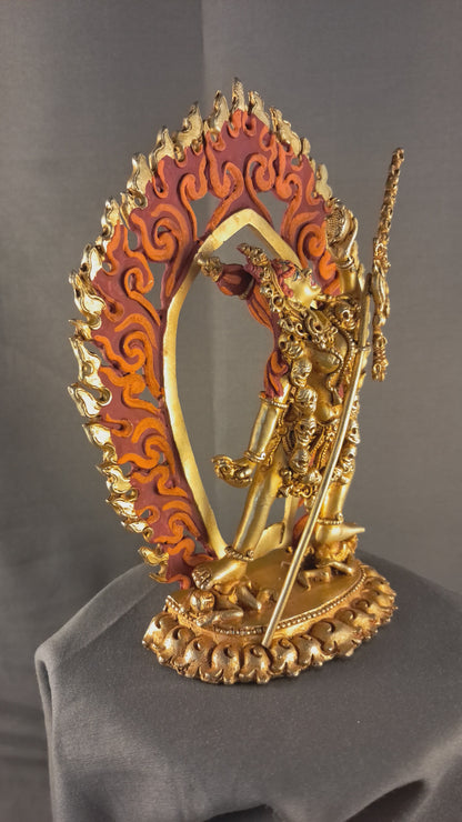 Tibetan Buddhism Gold Face Goddess Vajra Yogini Dakini Dorjé Neljorma Gold Plated 6"Copper Statue Sculpture Nepal free