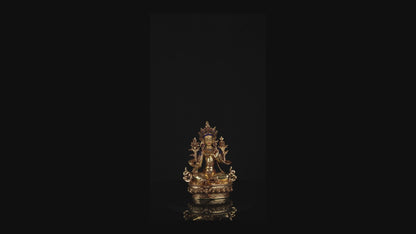 Tibetan Buddhism Gold Face Goddess Green Tara Dolma Rupa Dolma Jongma Turquoise Coral Stone Copper Statue Sculpture Figure Nepal free