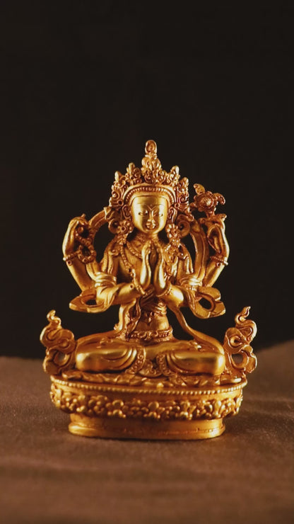 Tibetan Buddhism Lord Chenrezig Khecheri Copper Gold Plated Statue Sculpture Figure Nepal free