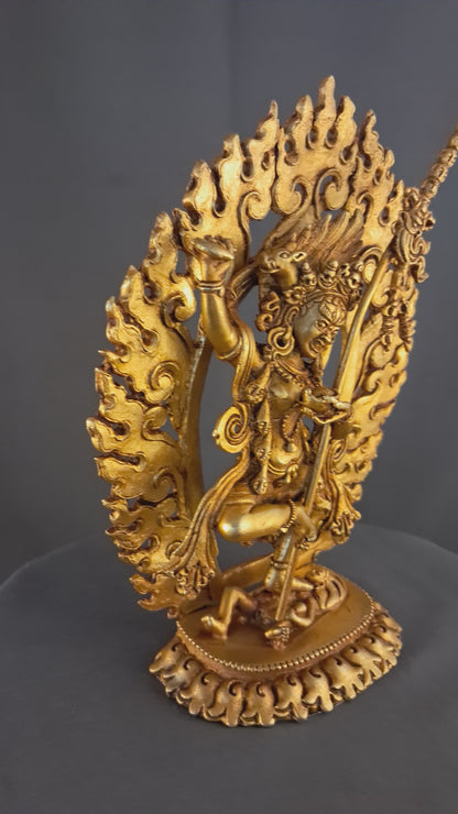 Tibetan Buddhism Vajravarahi Dakini Jogini 6.2" Gold Plated Copper Statue Sculpture Nepal free