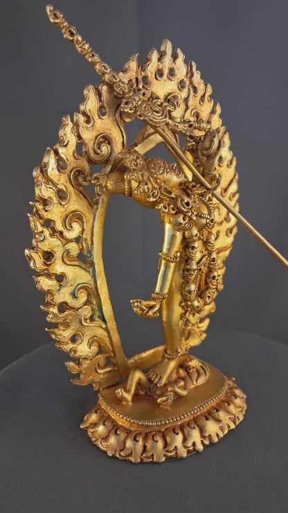 Tibetan Buddhism Goddess Akash Yogini Dakini 6.2" Gold Plated Copper Statue Sculpture Nepal free