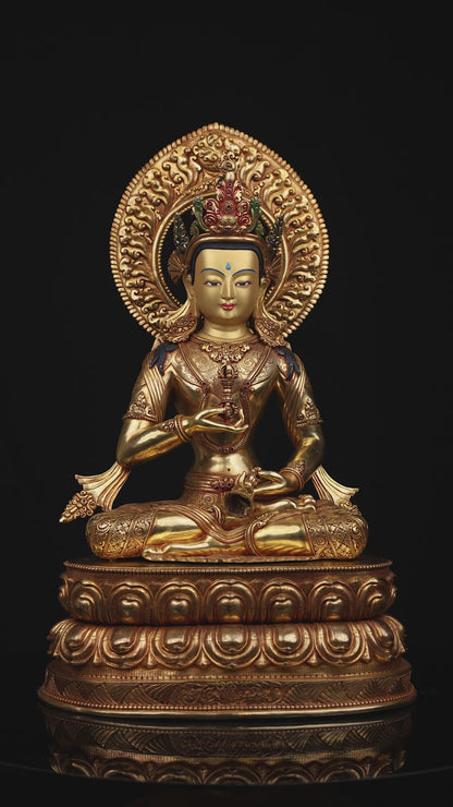 24K Gold Face Hand Painting Lord Vajra Sattva Gold Plated Fine Copper Statue Sculpture Figure Nepal free