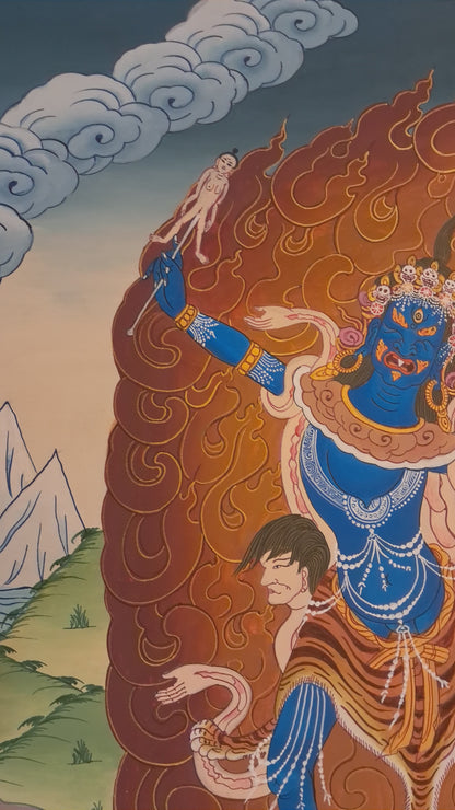 Tibetan Buddhism Wrathful Protecter Deity Lord Ekajati Ekajata Hand Painting Thangka Art Figure Nepal free